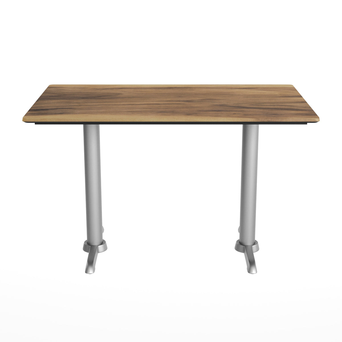 Flash Furniture ST-REC3048-NAT-T0522S-GG Commercial All-Weather 48x30 Natural HPL Tabletop with Silver T Bases - View 7