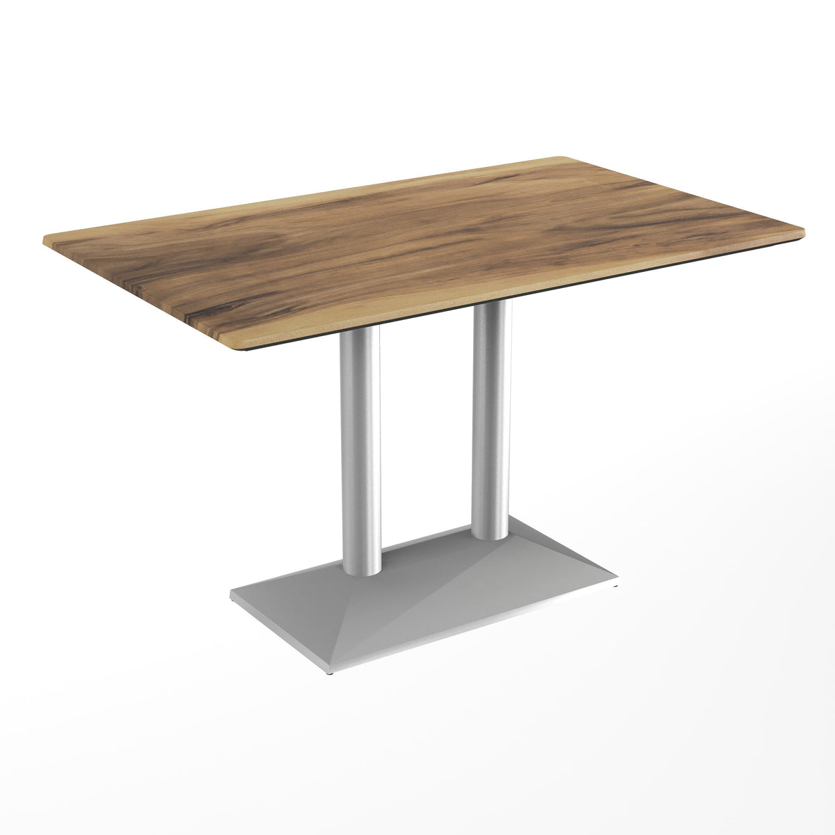 Flash Furniture ST-REC3048-NAT-TB002S-GG Commercial All-Weather 48x30 Natural HPL Tabletop-SIL 2 Column Base (Natural/Silver Base) - Main view