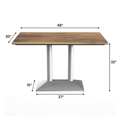Flash Furniture ST-REC3048-NAT-TB002S-GG Commercial All-Weather 48x30 Natural HPL Tabletop-SIL 2 Column Base (Natural/Silver Base) - View 4