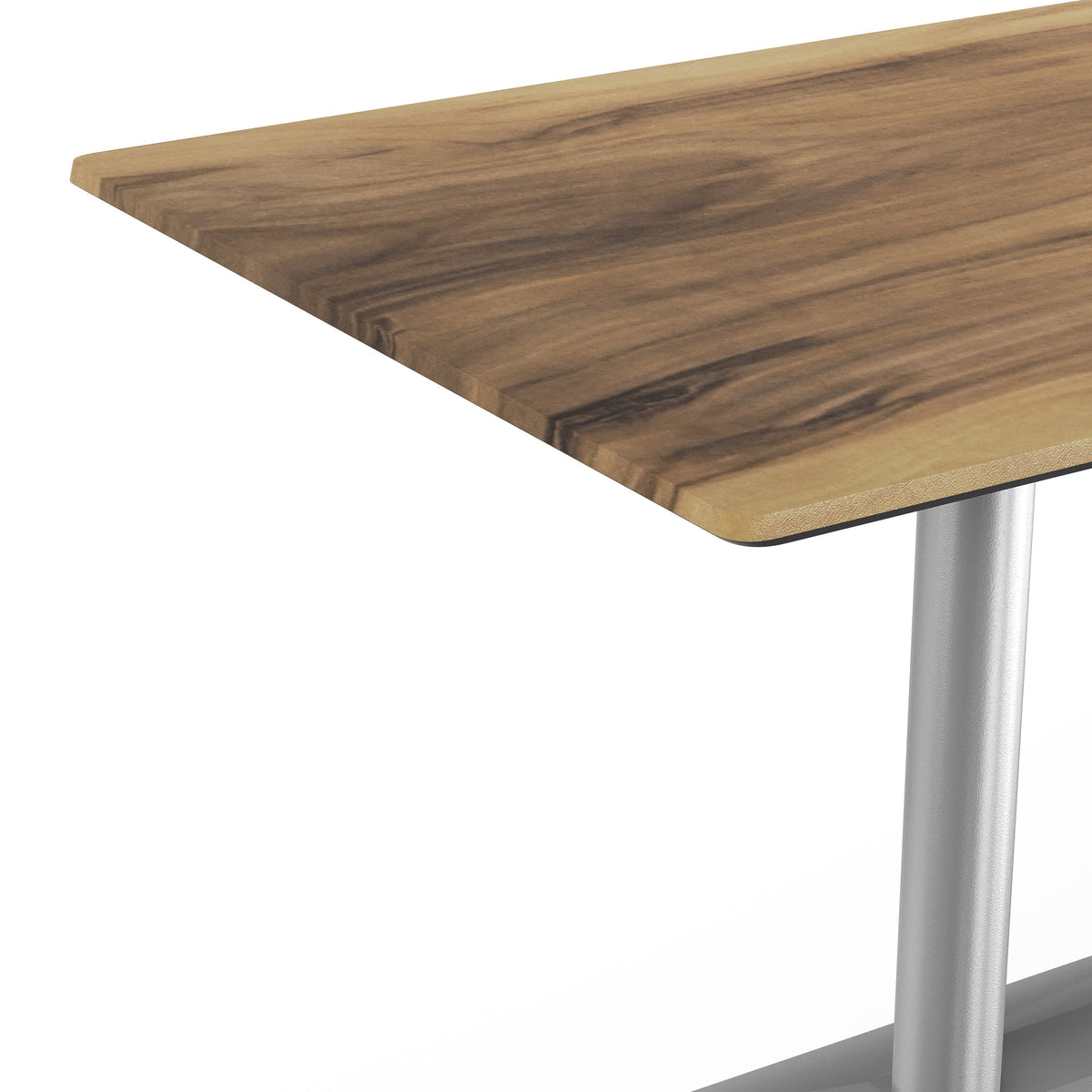 Flash Furniture ST-REC3048-NAT-TB002S-GG Commercial All-Weather 48x30 Natural HPL Tabletop-SIL 2 Column Base (Natural/Silver Base) - View 5