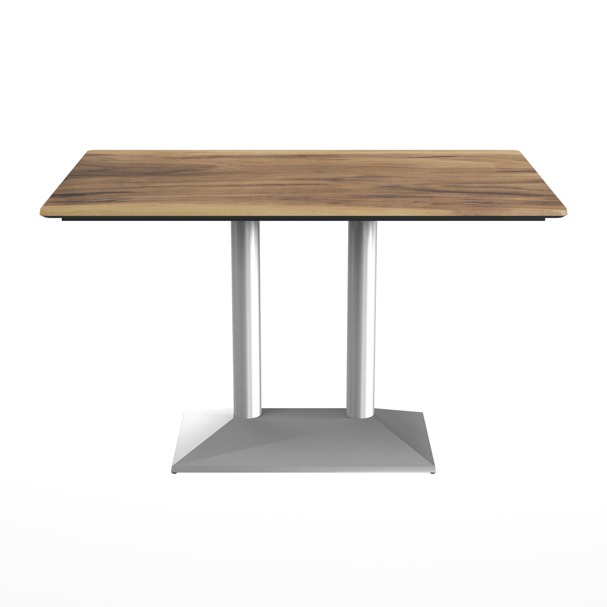 Flash Furniture ST-REC3048-NAT-TB002S-GG Commercial All-Weather 48x30 Natural HPL Tabletop-SIL 2 Column Base (Natural/Silver Base) - View 7