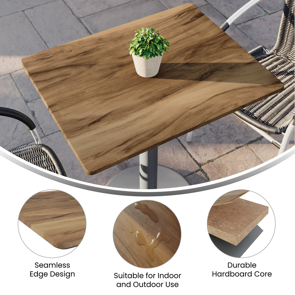 Flash Furniture ST-RT24X30INB-1-M-3A-W-NAT-GG Commercial 24x30 HPL Wrapped Scratch and Stain Resistant Tabletop-Natural - View 2