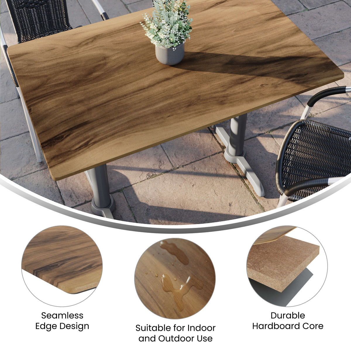 Flash Furniture ST-RT30X48INB-1-M-3A-W-NAT-GG Commercial 30x48 HPL Wrapped Scratch and Stain Resistant Tabletop in Natural - View 2
