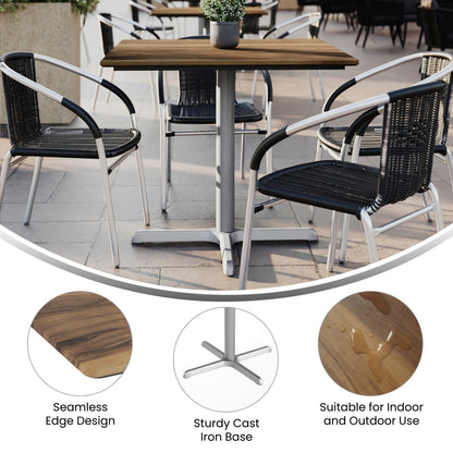 Flash Furniture ST-SQ36-NAT-T3030S-GG Commercial All-Weather 36" Square Natural HPL Tabletop-Silver X Base - View 2