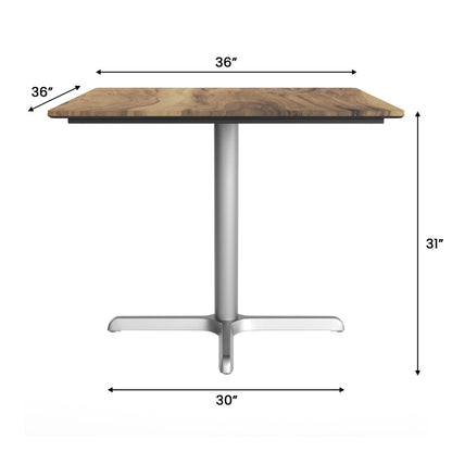 Flash Furniture ST-SQ36-NAT-T3030S-GG Commercial All-Weather 36" Square Natural HPL Tabletop-Silver X Base - View 4