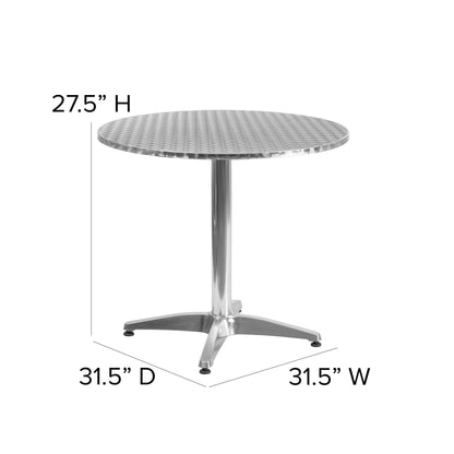 Flash Furniture TLH-052-3-GG 31.5" Round Aluminum Smooth Top Indoor-Outdoor Table with Base - View 3