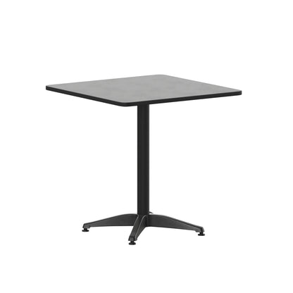 Flash Furniture TLH-053-2-BK-GG 27.5" Square Metal Smooth Top Indoor-Outdoor Table with Base - Black - Main view