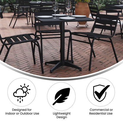 Flash Furniture TLH-053-2-BK-GG 27.5" Square Metal Smooth Top Indoor-Outdoor Table with Base - Black - View 2