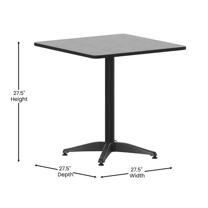 Flash Furniture TLH-053-2-BK-GG 27.5" Square Metal Smooth Top Indoor-Outdoor Table with Base - Black - View 3