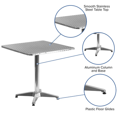 Flash Furniture TLH-053-2-GG 27.5" Square Aluminum Smooth Top Indoor-Outdoor Table with Base - View 2