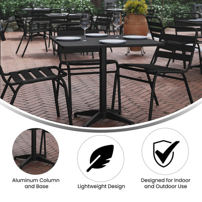 Flash Furniture TLH-053-3-BK-GG 31.5" Square Metal Smooth Top Indoor-Outdoor Table with Base - Black - View 2