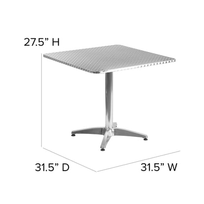 Flash Furniture TLH-053-3-GG 31.5" Square Aluminum Smooth Top Indoor-Outdoor Table with Base - View 2