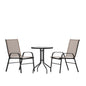 Flash Furniture TLH-0701303C-BN-GG 3 Piece Patio Dining Set - 23.75" Round Glass Table, 2 Brown Flex Stack Chairs - Main view