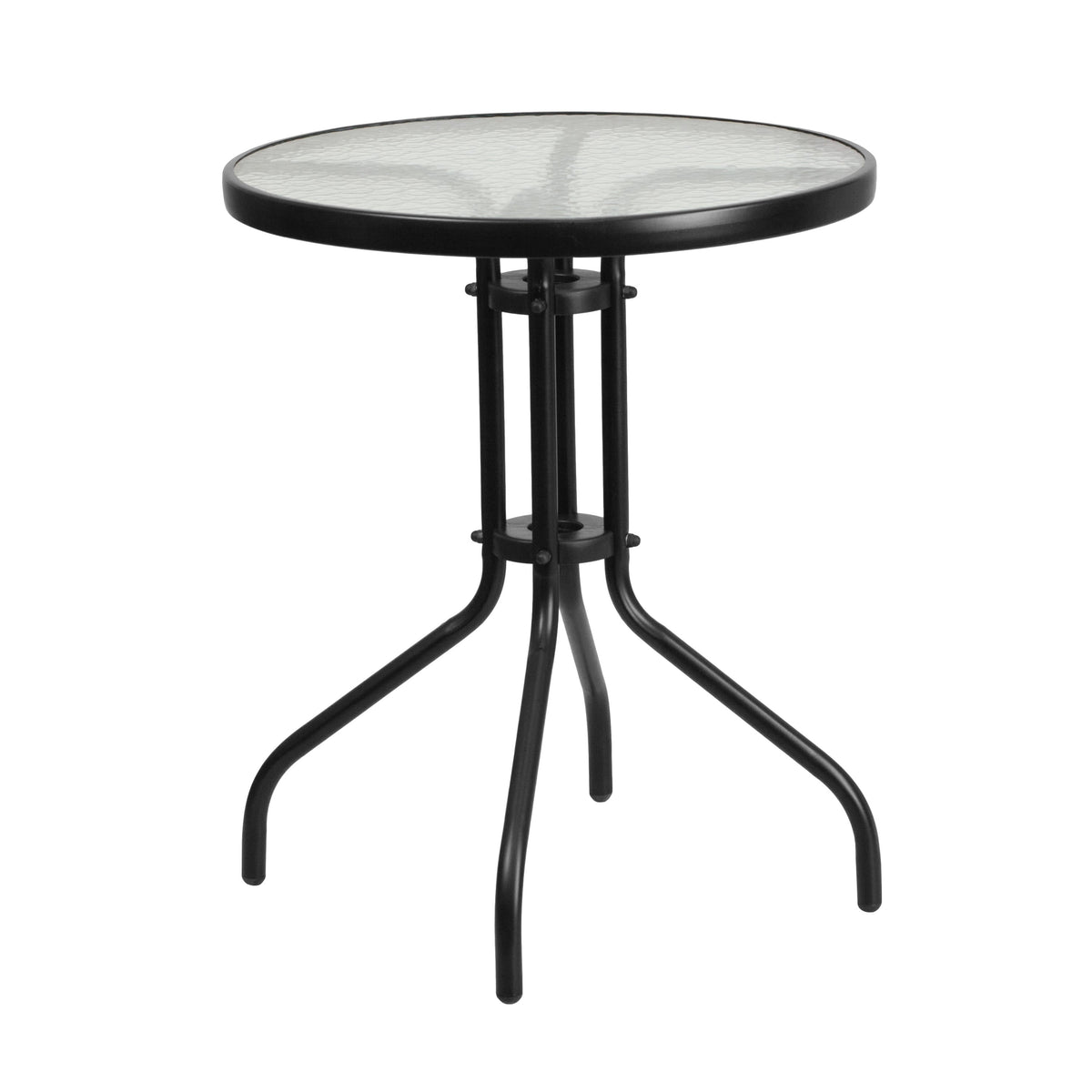 Flash Furniture TLH-0701303C-BN-GG 3 Piece Patio Dining Set - 23.75" Round Glass Table, 2 Brown Flex Stack Chairs - View 7