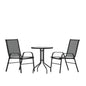 Flash Furniture TLH-0701303C-GG 3 Piece Patio Dining Set - 23.75" Round Glass Table, 2 Black Flex Stack Chairs - Main view