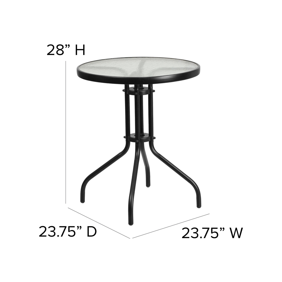 Flash Furniture TLH-0701303C-GG 3 Piece Patio Dining Set - 23.75" Round Glass Table, 2 Black Flex Stack Chairs - View 5