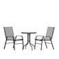 Flash Furniture TLH-0701303C-GY-GG 3 Piece Patio Dining Set - 23.75" Round Glass Table, 2 Gray Flex Stack Chairs - Main view