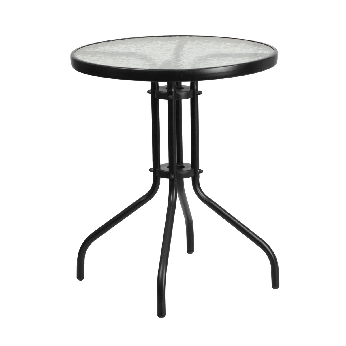 Flash Furniture TLH-0701303C-GY-GG 3 Piece Patio Dining Set - 23.75" Round Glass Table, 2 Gray Flex Stack Chairs - View 7