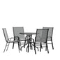 Flash Furniture TLH-0702303C-GY-GG 5 Piece Patio Dining Set - 31.5" Round Glass Table, 4 Gray Flex Stack Chairs - Main view
