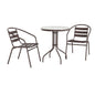 Flash Furniture TLH-071RD-017CBZ2-GG Modern 23.75" Round Glass Framed Glass Table with 2 Bronze Slat Back Chairs - Main view
