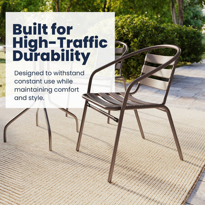 Flash Furniture TLH-071RD-017CBZ2-GG Modern 23.75" Round Glass Framed Glass Table with 2 Bronze Slat Back Chairs - View 4