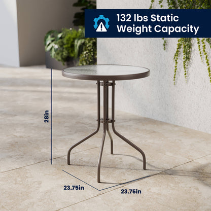 Flash Furniture TLH-071RD-017CBZ2-GG Modern 23.75" Round Glass Framed Glass Table with 2 Bronze Slat Back Chairs - View 7