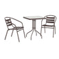 Flash Furniture TLH-0731SQ-017CBZ2-GG Modern 23.5" Square Glass Framed Glass Table with 2 Bronze Slat Back Chairs - Main view