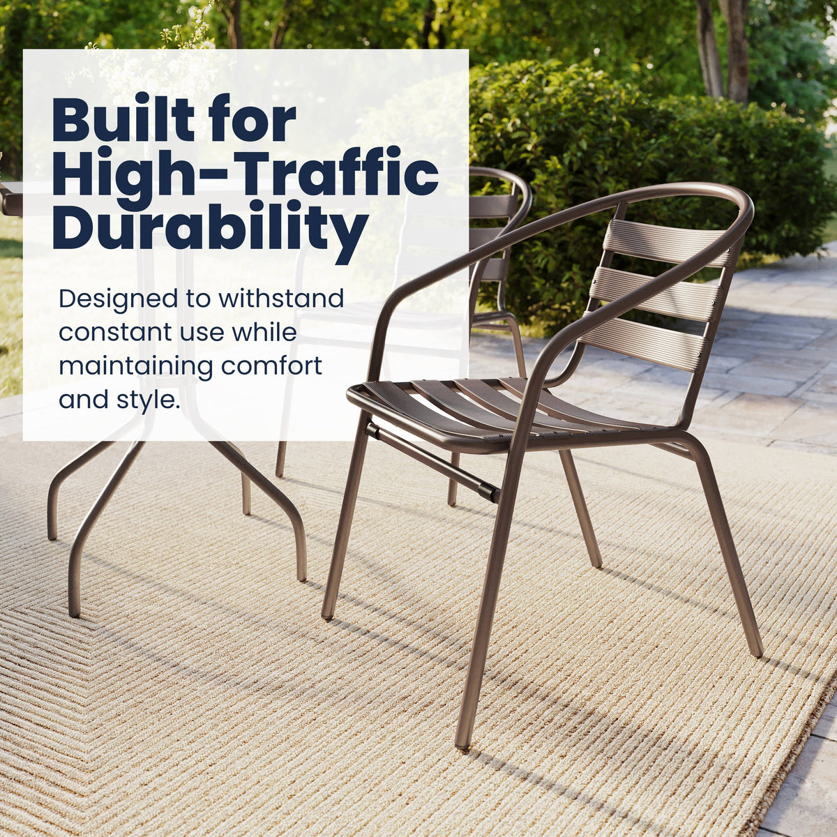 Flash Furniture TLH-0731SQ-017CBZ2-GG Modern 23.5" Square Glass Framed Glass Table with 2 Bronze Slat Back Chairs - View 4