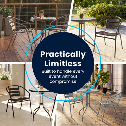 Flash Furniture TLH-0731SQ-017CBZ2-GG Modern 23.5" Square Glass Framed Glass Table with 2 Bronze Slat Back Chairs - View 5