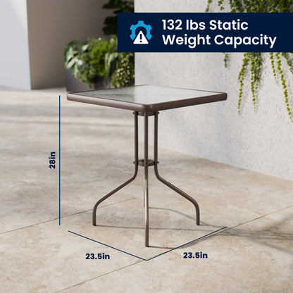Flash Furniture TLH-0731SQ-017CBZ2-GG Modern 23.5" Square Glass Framed Glass Table with 2 Bronze Slat Back Chairs - View 7