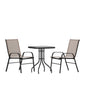 Flash Furniture TLH-073A1303C-BN-GG 3 Piece Patio Dining Set - 23.5" Square Glass Table, 2 Brown Flex Stack Chairs - Main view
