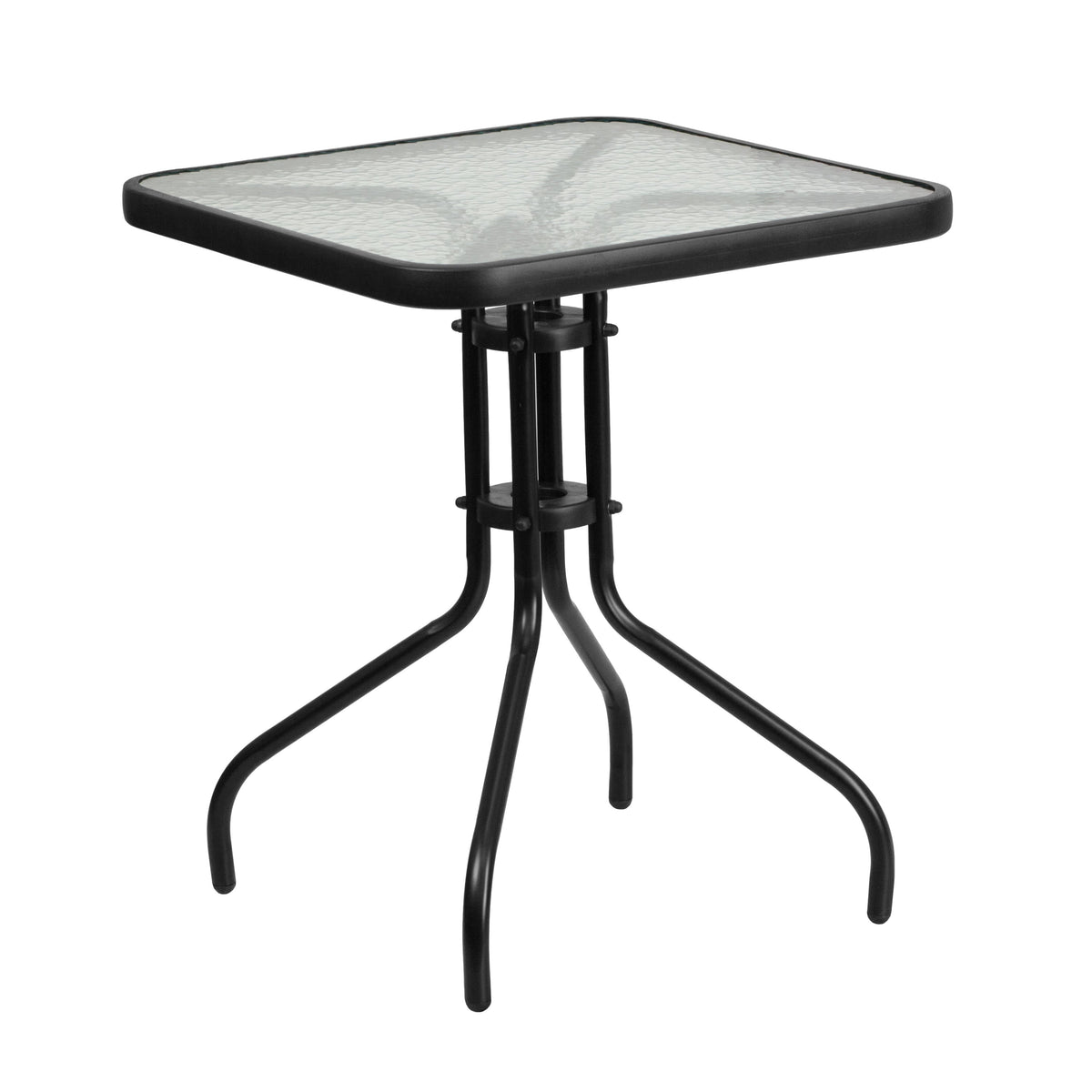 Flash Furniture TLH-073A1303C-BN-GG 3 Piece Patio Dining Set - 23.5" Square Glass Table, 2 Brown Flex Stack Chairs - View 7