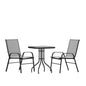 Flash Furniture TLH-073A1303C-GY-GG 3 Piece Patio Dining Set - 23.5" Square Glass Table, 2 Gray Flex Stack Chairs - Main view