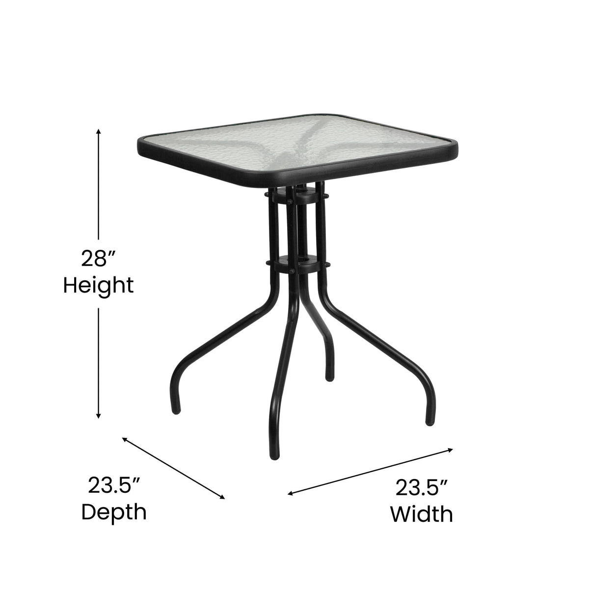 Flash Furniture TLH-073A1303C-GY-GG 3 Piece Patio Dining Set - 23.5" Square Glass Table, 2 Gray Flex Stack Chairs - View 5