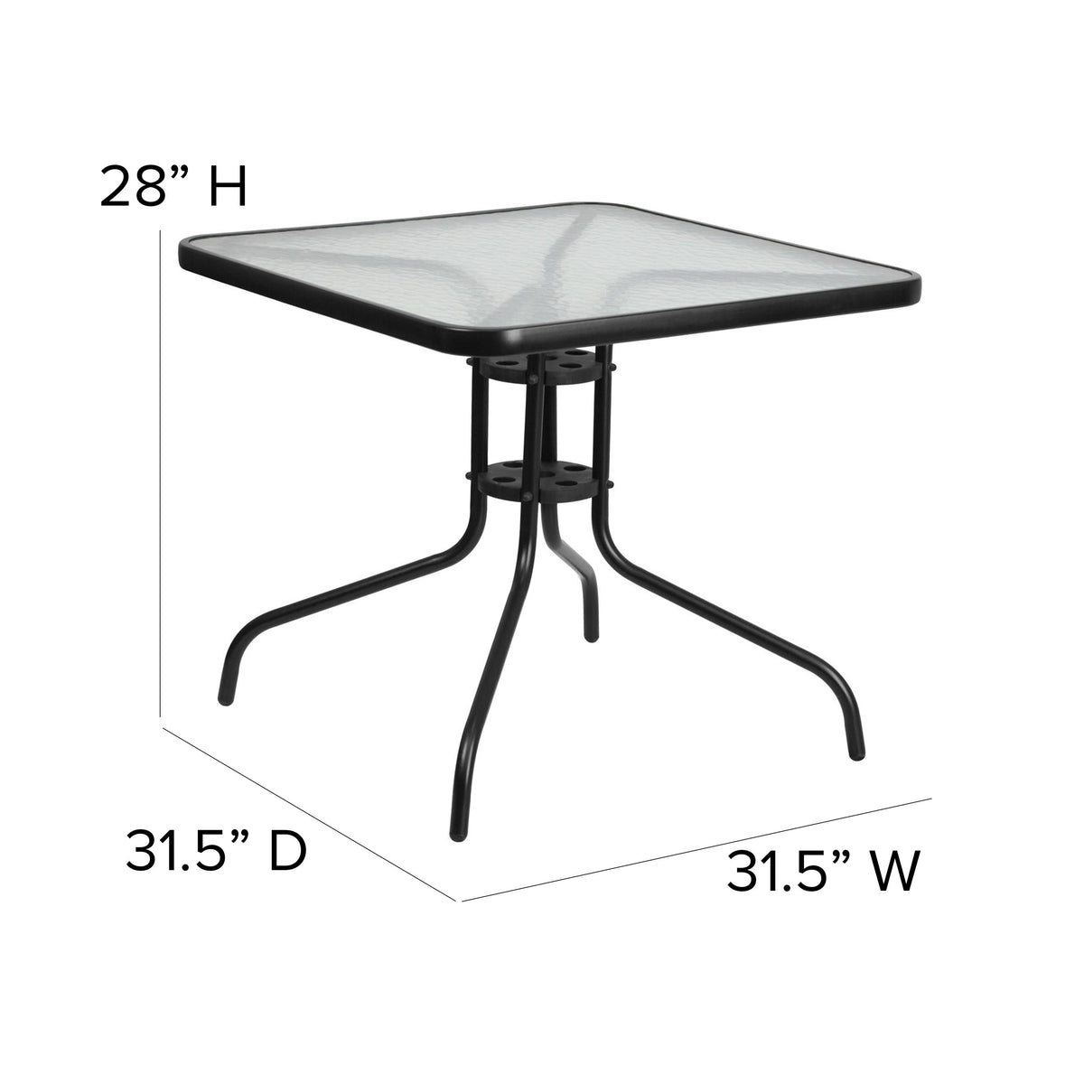 Flash Furniture TLH-073A2303C-BN-GG 5 Piece Patio Dining Set - 31.5" Square Glass Table, 4 Brown Flex Stack Chairs - View 5