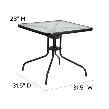 Flash Furniture TLH-073A2303C-GY-GG 5 Piece Patio Dining Set - 31.5" Square Glass Table, 4 Gray Flex Stack Chairs - View 5