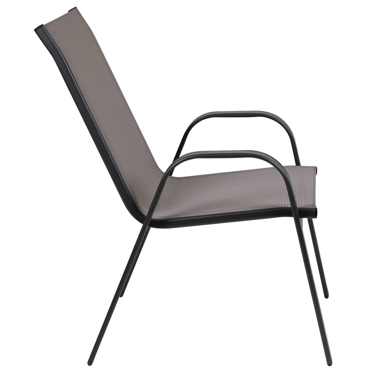 Flash Furniture TLH-073A2303C-GY-GG 5 Piece Patio Dining Set - 31.5" Square Glass Table, 4 Gray Flex Stack Chairs - View 9