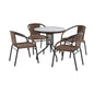 Flash Furniture TLH-087RD-037BN4-GG 28" RD Glass Metal Table w/ Dk Brown Rattan Edging & 4 Dk Brown Rattan Chairs (Dark Brown) - Main view