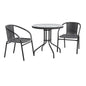 Flash Furniture TLH-087RD-037GY2-GG 28" RD Glass Metal Table with Gray Rattan Edging and 2 Gray Rattan Stack Chairs - Main view