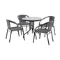 Flash Furniture TLH-087RD-037GY4-GG 28" RD Glass Metal Table with Gray Rattan Edging and 4 Gray Rattan Stack Chairs - Main view