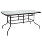 Flash Furniture TLH-089-GG 31.5" x 55" Rectangular Tempered Glass Metal Table with Umbrella Hole (Clear Top/Black Frame) - Main view
