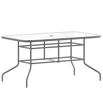 Flash Furniture TLH-089-SV-GG 31.5" x 55" Rectangular Tempered Glass Metal Table with Umbrella Hole - Silver (Clear Top/Silver Frame) - Main view