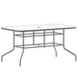 Flash Furniture TLH-089-SV-GG 31.5" x 55" Rectangular Tempered Glass Metal Table with Umbrella Hole - Silver (Clear Top/Silver Frame) - Main view