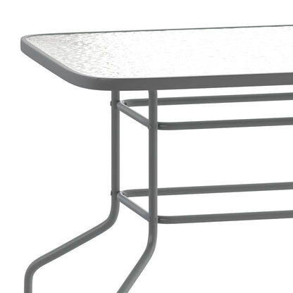 Flash Furniture TLH-089-SV-GG 31.5" x 55" Rectangular Tempered Glass Metal Table with Umbrella Hole - Silver (Clear Top/Silver Frame) - View 4