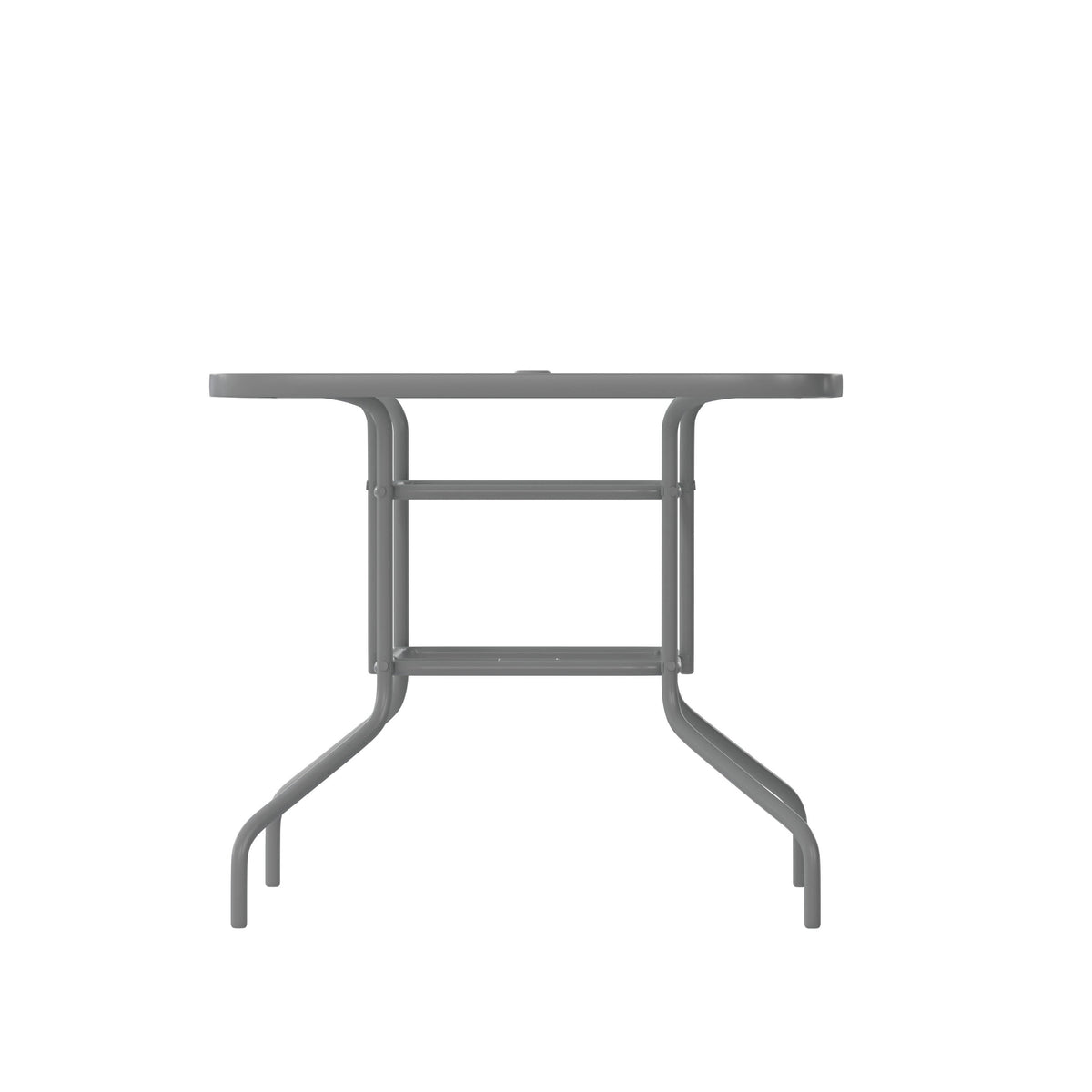 Flash Furniture TLH-089-SV-GG 31.5" x 55" Rectangular Tempered Glass Metal Table with Umbrella Hole - Silver (Clear Top/Silver Frame) - View 5
