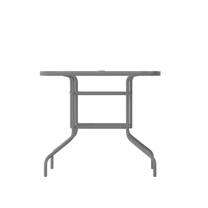 Flash Furniture TLH-089-SV-GG 31.5" x 55" Rectangular Tempered Glass Metal Table with Umbrella Hole - Silver (Clear Top/Silver Frame) - View 5