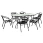 Flash Furniture TLH-089REC-017CBK6-GG 7 Piece Patio Dining Set - 55" Glass Patio Table, 6 Black Aluminum Stack Chairs - Main view