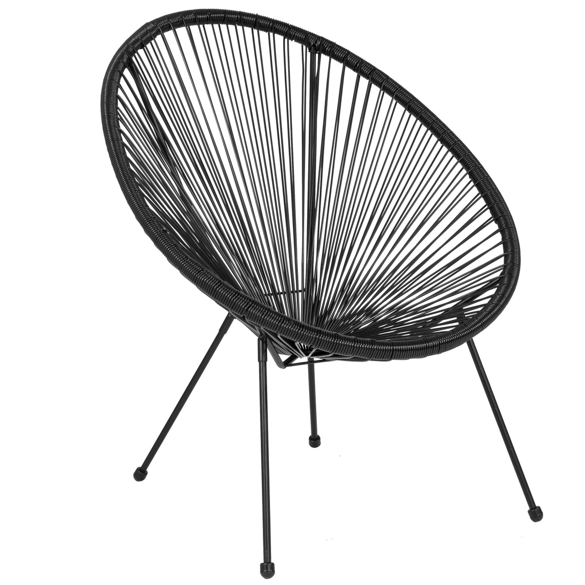 Flash Furniture TLH-094-BLACK-GG Black Papasan Oval Woven Basket Bungee Lounge Chair - Indoor/Outdoor Furniture - Main view