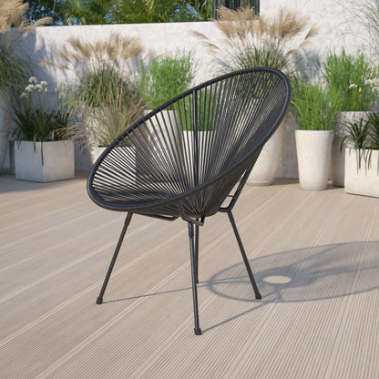 Flash Furniture TLH-094-BLACK-GG Black Papasan Oval Woven Basket Bungee Lounge Chair - Indoor/Outdoor Furniture - View 2