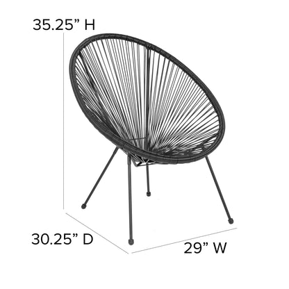 Flash Furniture TLH-094-BLACK-GG Black Papasan Oval Woven Basket Bungee Lounge Chair - Indoor/Outdoor Furniture - View 4